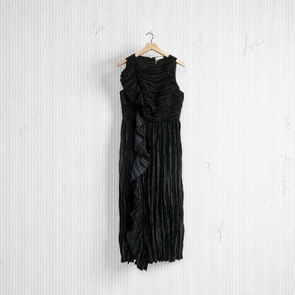 Ulla Johnson Circe Gown Noir Black Pleated Asymmetric Dress Size 6 NWT - Picture 15 of 16